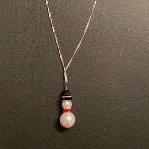 Swarovski Pearl Snowman on Sterling chain NWT